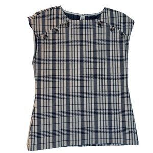 Women’s Ann Taylor Shirt Plaid Black & White Petite MP